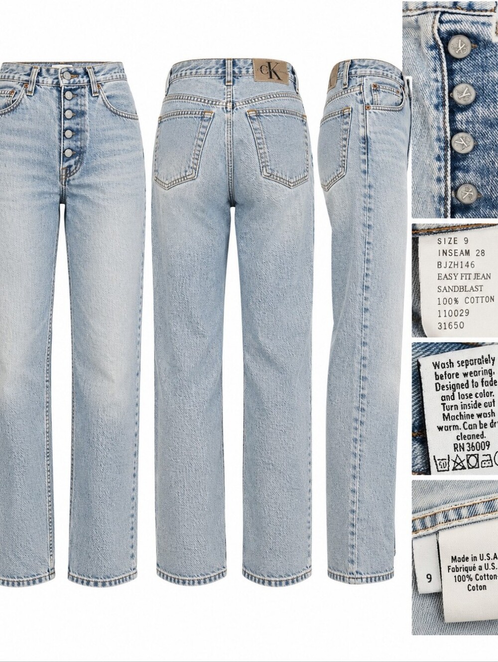 Vintage 90's Womens Calvin Klein Jeans. Button Fly Stonewashed.